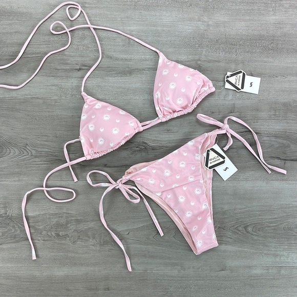 ☀️RVCA☀️ BALANCE ACT TRIANGLE BALANCE ACT TIE SKIMFY FRENCH BIKINI SET - Picture 3 of 12